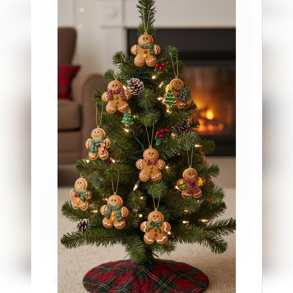 Twelve Mini Gingerbread Christmas Ornaments